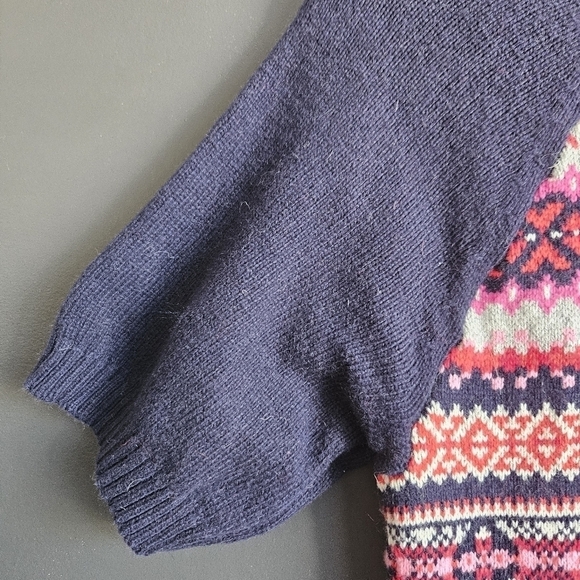 Tommy Hilfiger Navy Multicolor Angora Cotton Blend Sweater Dress Sz L Acadamia - Picture 9 of 11